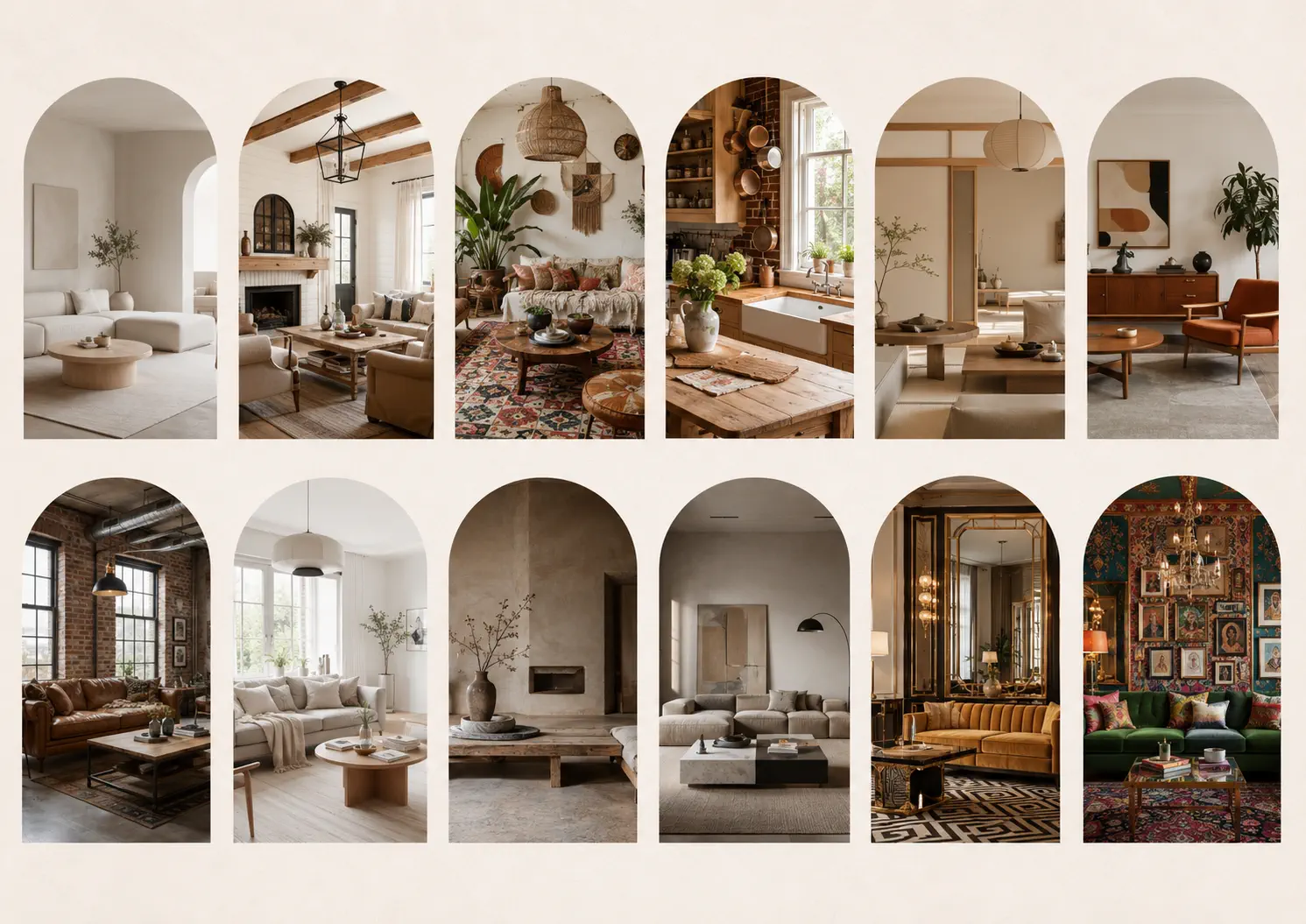 The core pages of an interior design website